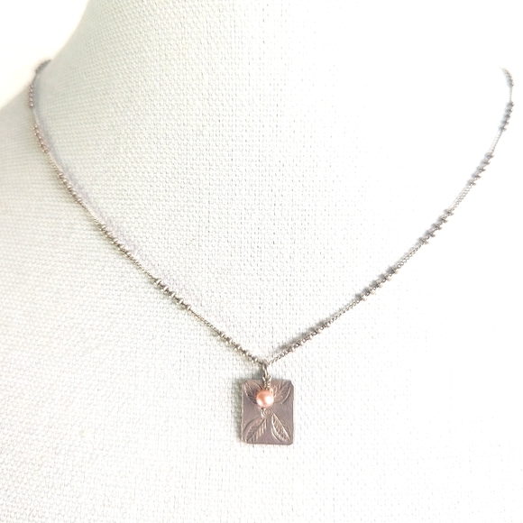 Artisan Handmade Sterling Silver Necklace ๐ Genuine Pink Mini Pearl 17" Chain - Picture 4 of 8